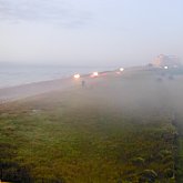 early morning island fog